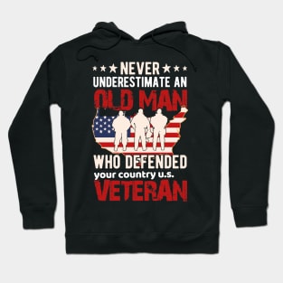 Old Man Veteran American Veteran Military Hoodie